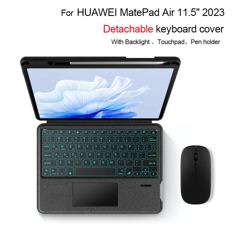Capa de Teclado Removível para Huawei Matepad Air Português Árabe Espanhol Alemão Coreano Azert Dby2-w00 11.5 Tablet 2023