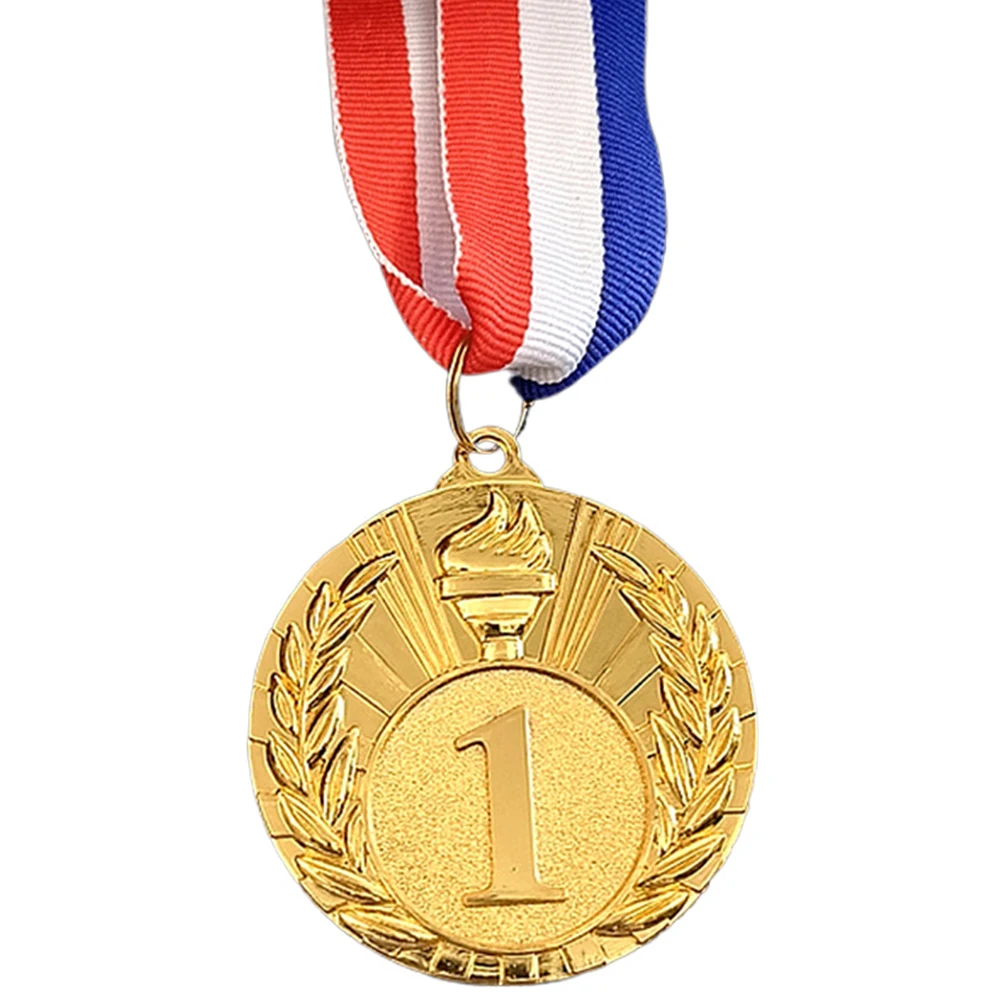 5cm Gold/Silver/Bronze Medal Award Medals with Neck Ribbon Metal Winner Medals Competition Medals for Marathon Ball Games