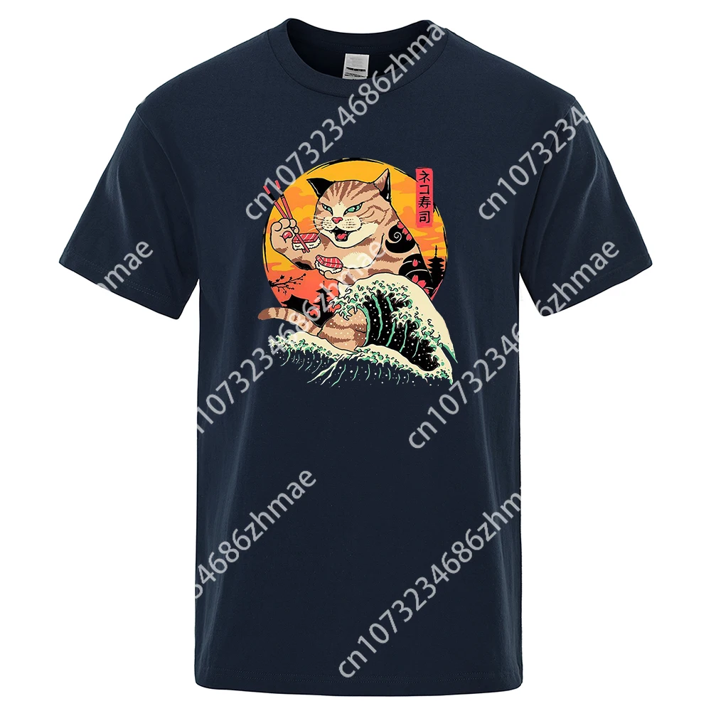 

Cartoons Sushi Cat New Menswear Cotton Tshirts Comfortable Summer Loose T Shirt Hip Hop Eco-Friendly Tee Clothes Street T-Shirts