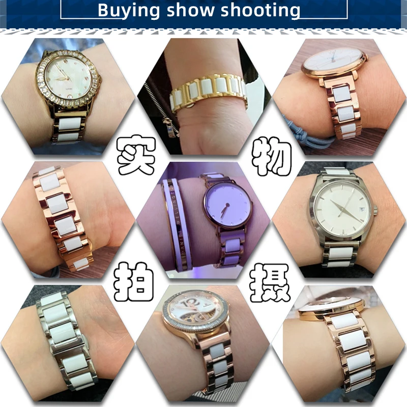 Elegant Ceramic Metal Strap Bracelet with Tool Set - Available in Various Sizes and Colors