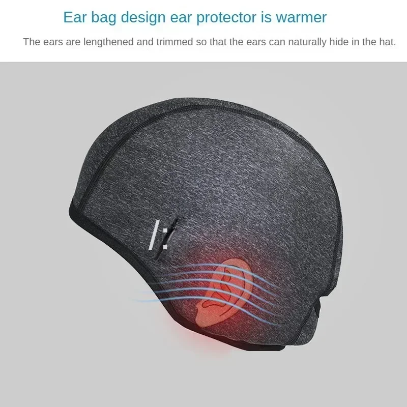 Winter Cycling Caps Windproof Thermal Skull Cap Helmet Liner Running Skiing Motocycle Riding Men MTB Bike Hat With Glasses Hole 2