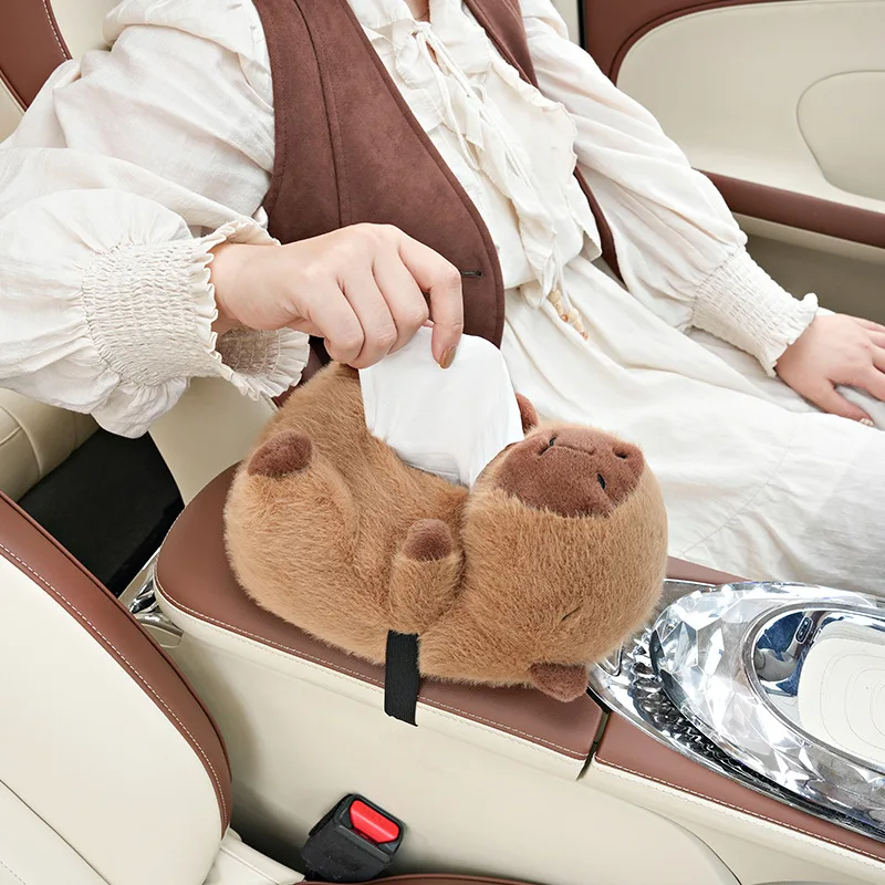 Ahhkawaii】2023 New Cute Capybara Plush Tissue Box Holder Decoration