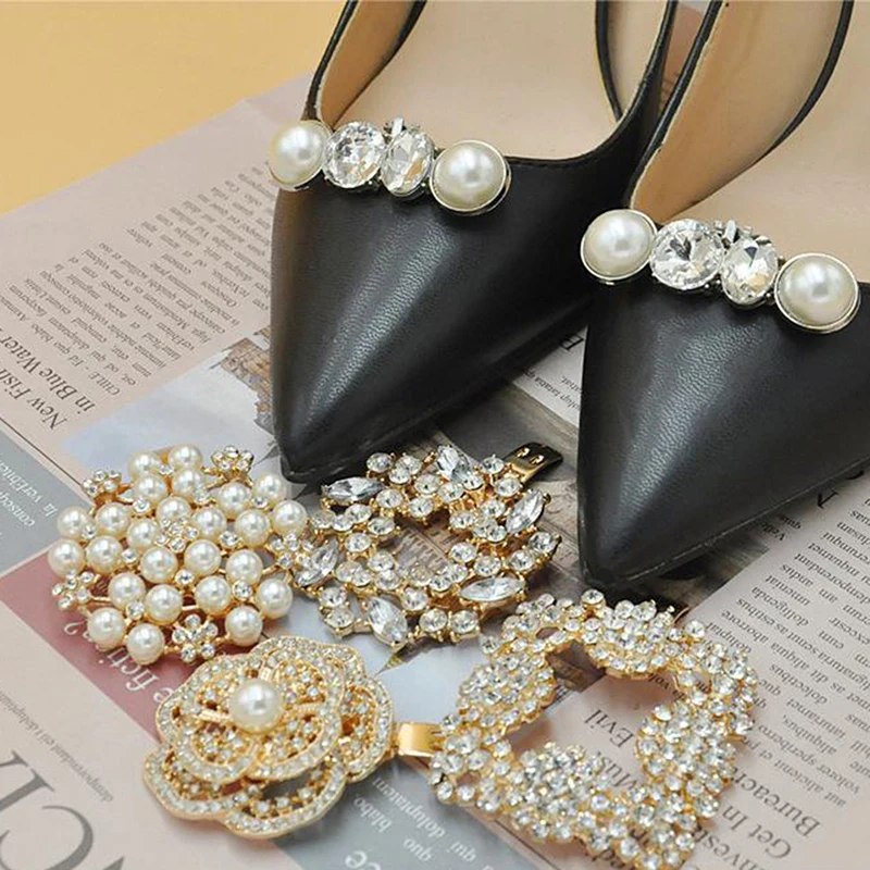 Shoe Clip Crystal Pearls High Heel Decoration Beads Floral Charms Diy Shoes  Women Lady Elegant Fashion Buckle Removable Clips - Shoe Decorations -  AliExpress