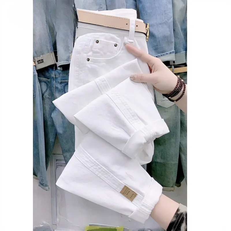 2025 New Spring Summer White Jeans Women's Loose All-Match Casual High Waist Denim Harun pants Female Cowboy Trousers 1