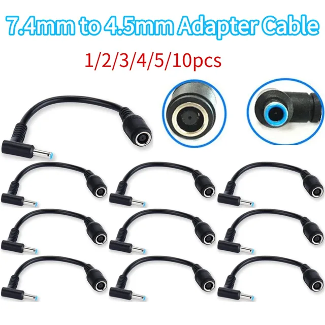 ตัวแปลงขั้วต่อ 7.4 มม. ถึง 4.5 มม. สายอะแดปเตอร์สำหรับ HP Dell Smart Blue Tip สำหรับอะแดปเตอร์ HP สายเชื่อมต่อทดแทน 1-10 ชิ้น 1