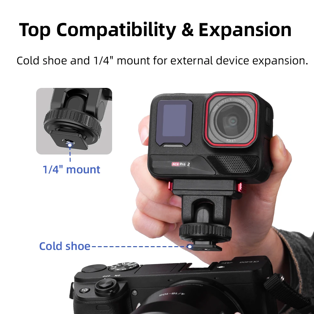 for Insta360 Ace Pro 2 Magnetic Pan Tilt Quick Release Base Cold Boot Expansion Adapter Sport Camera Accessories 6