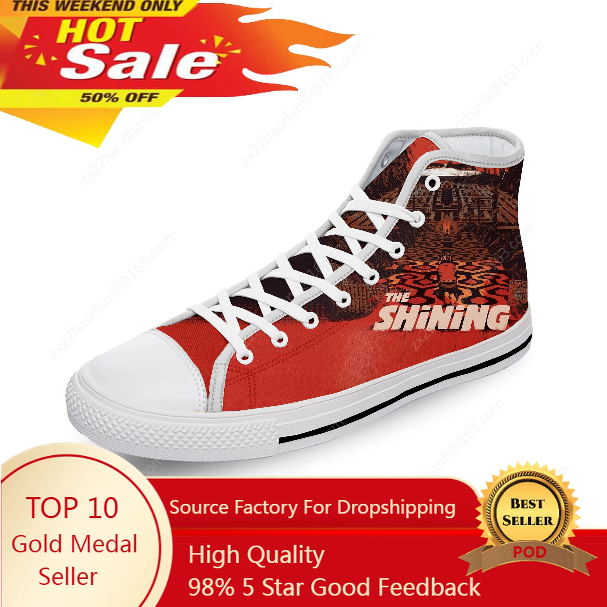 The Shining Movie Jack Torrance White Cloth Fashion 3D Print High Top Canvas Shoes Men Women Lightweight Breathable Sneakers