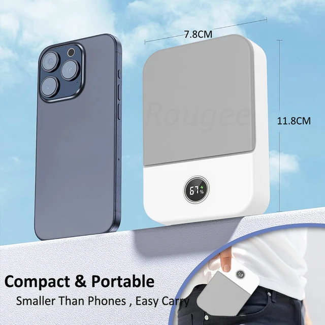 Mini Portable Fan Rechargeable Hanging Neck Fan Quiet Small Handheld Turbo Bladeless USB Fan 3 Speed for Outdoor Travel Camping 6