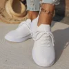Spring New Women Mesh Breathable Casual Lace-up Vulcanized Shoes Ladies Platform Single Sneakers Plus Size 43 Female Flats 1