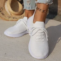 Spring New Women Mesh Breathable Casual Lace-up Vulcanized Shoes Ladies Platform Single Sneakers Plus Size 43 Female Flats 1