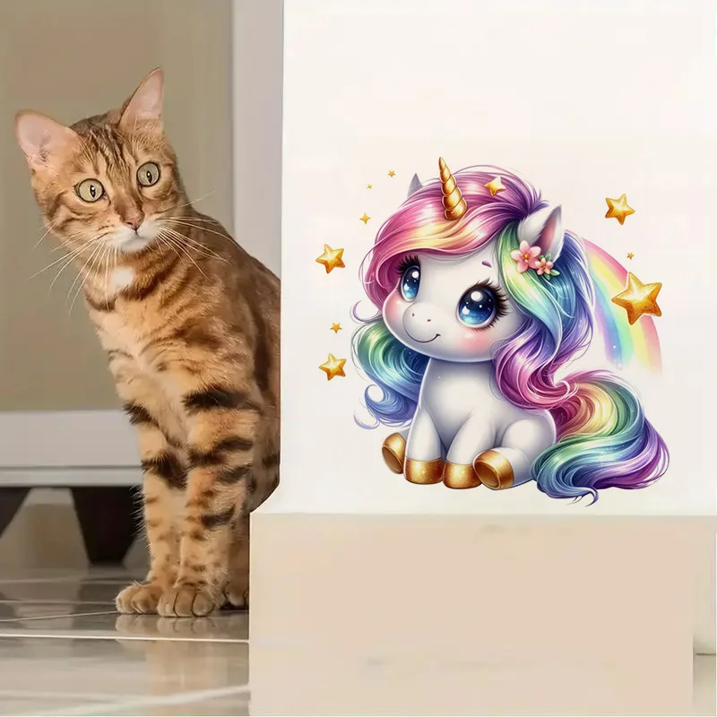 Cute Rainbow Unicorn Sticker Water-proof Home Wall Decal Used for Wall Bathroom Cabinet Door Toilet Car Laptop wall stickers,toilet stickers