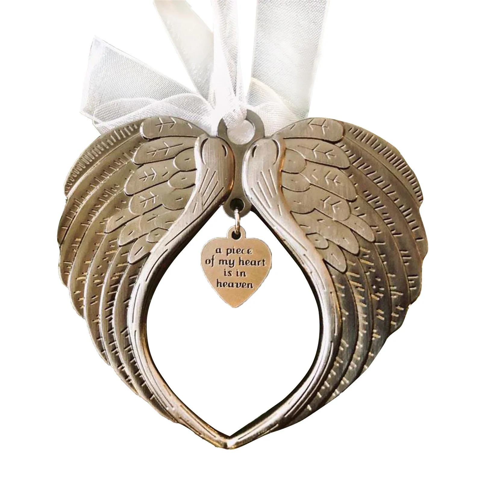 My Heart Is In Heaven Angel Wing Ornament Christmas Tree Pendant Household Festival Party Decorations Xmas Memorial Pendants Christmas Decorations