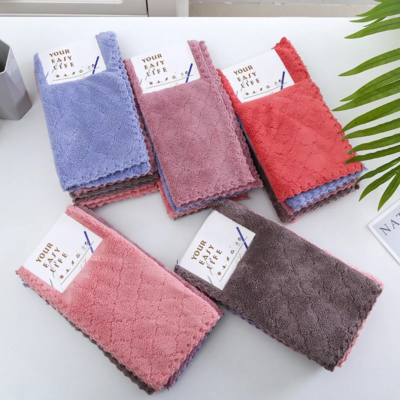 Kitchen Cleaning Cloth 5Pcs 30*30cm Coral Fleece Dishcloth Hand Towel Soft Absorbent Home Kitchen Sanitation Tableware Cleaning Tools kitchen towel,cleaning cloth,dish cleaning cloth,microfiber dish cloth,towel cleaning cloth,dish cloth