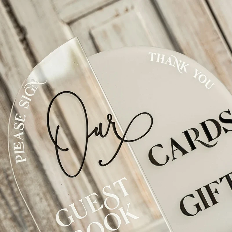 Acrylic Cards and Gifts Sign,Please Sign Our Guestbook,Clear & Frosted Acryl Signs,Plexiglass Box with Black Texts