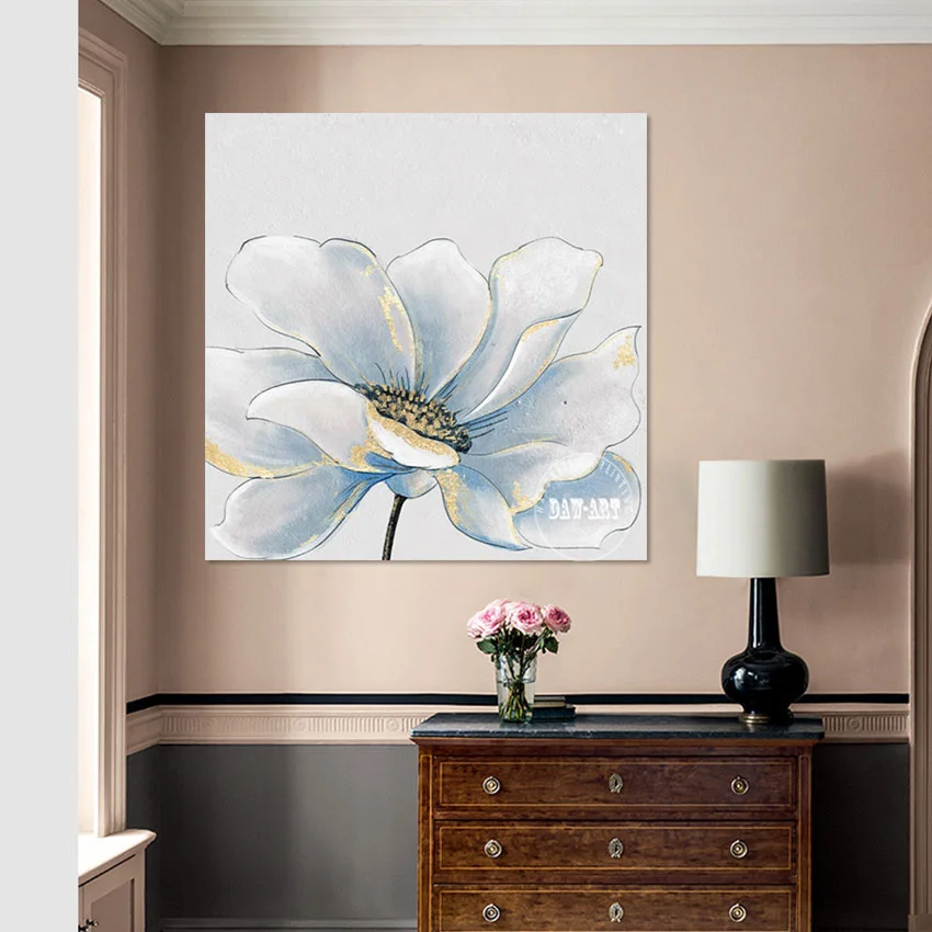 

Abstract Oil Painting Handmade Artwork Canvas Beautiful Pictures Of Flowers Modern Home Decoration Gold Foil Wall Art Unframed