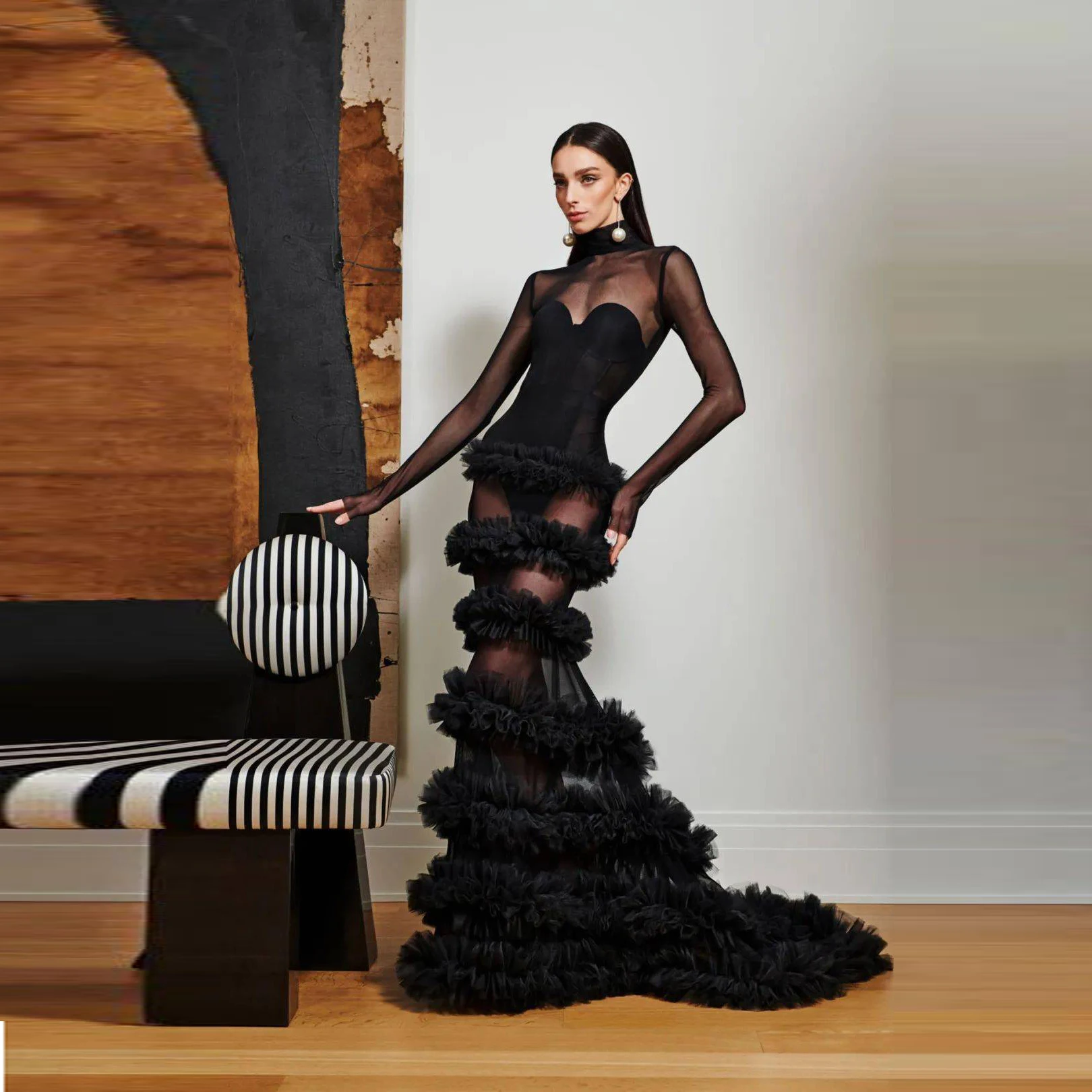 

Красивые платья, пышное прозрачное женское платье с оборками и длинным рукавом, сексуальное прозрачное платье для выпускного вечера, индивидуальное платье