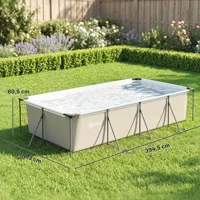 Piscine tubulaire démontable Outsunny 394,5 x 208,3 x 80,5 cm 6075 L, piscine rectangulaire avec structure métallique stable, patch de réparation, pompe filtrante non incluse pour 4 à 6 personnes, jardin, extérieur, gris 3