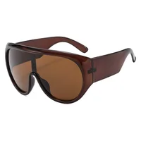 Lunettes de soleil rétro à grande monture pour femmes et hommes, couleur thé, carrées, pilote, UV400, Cool, une pièce 5