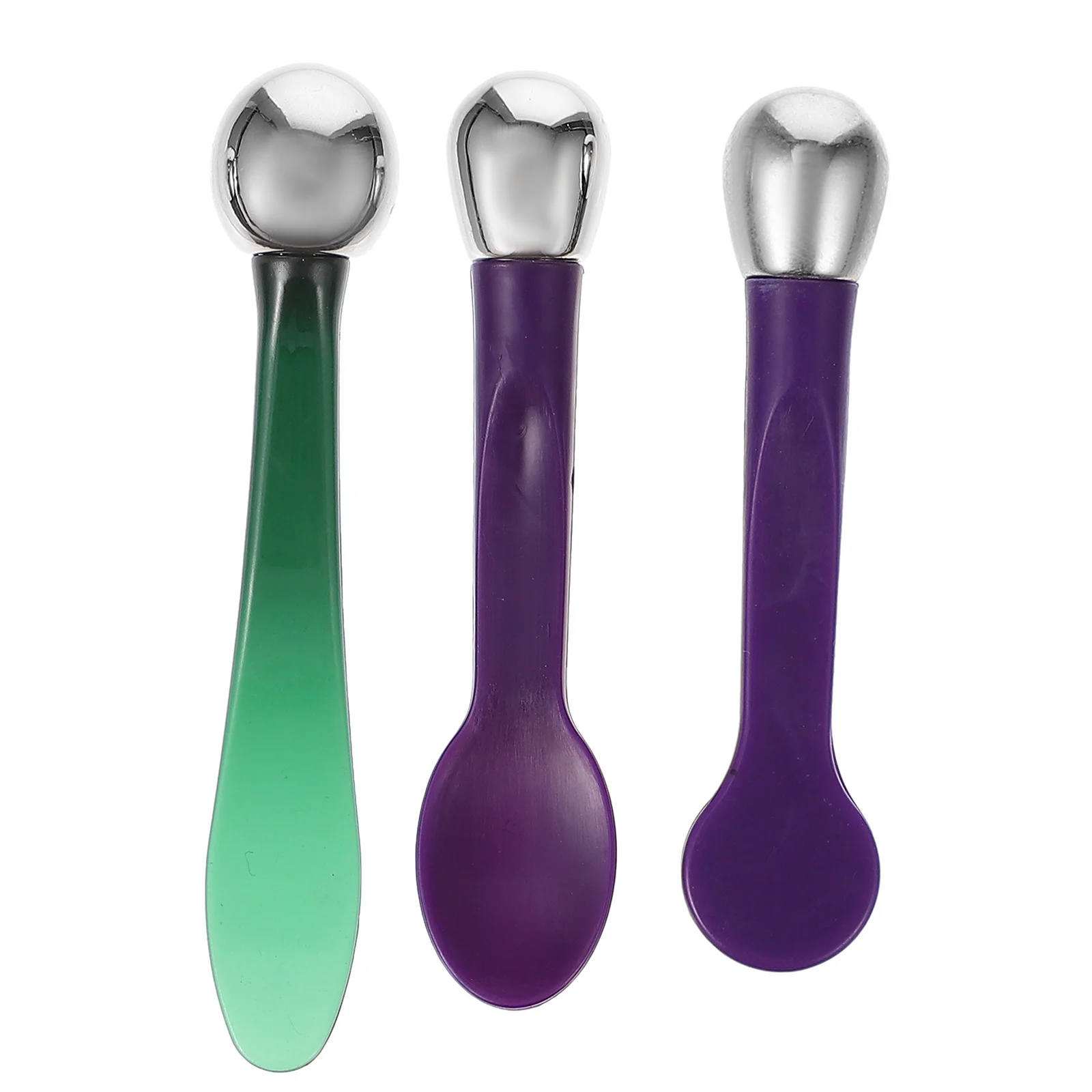 

3 шт. металлический аппликатор для глаз палочка инструмент двойной цинковый сплав совок для уменьшения отечности (фиолетовый, зеленый)