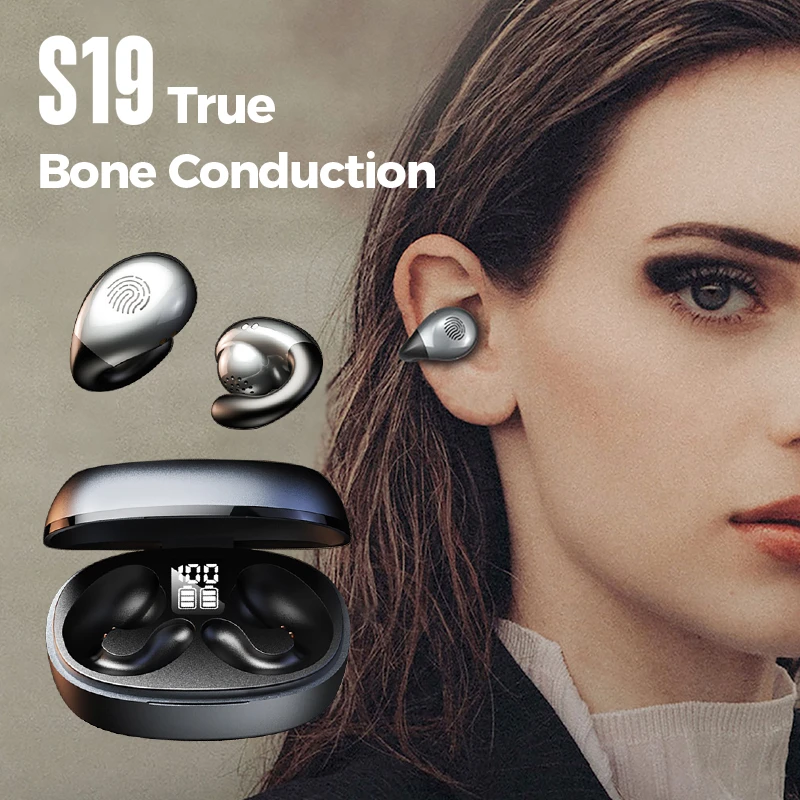 True Bone Conduction Bluetooth Earphones Ear Clip Earring Wireless