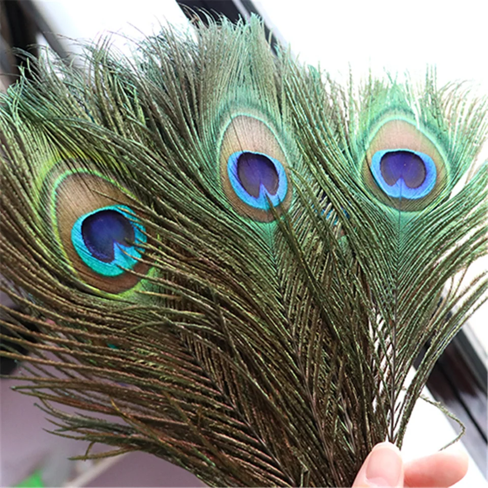 50 Piume Di Pavone Naturali Tinte – Viola, Lunghezza 25-30 Cm Con Occhi, Ideali Per Decorazioni, Centrotavola E Gioielli Fai Da Te