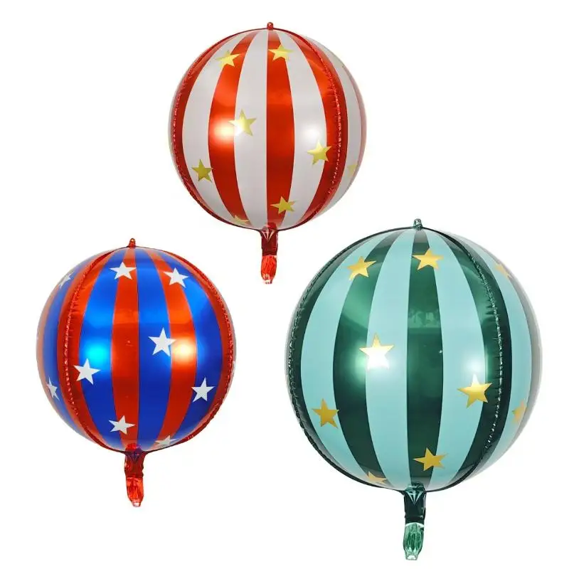 3PCS 22inch Striped Star Aluminum Film Balloon, 2026 Home Decoration Balloons , KTV Mall School Wedding Decor Balloons