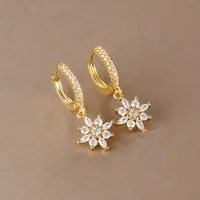 Luxury Stainless Steel Star Dangle Earrings For Women Sparkling Zircons Geometric Ear Piercing Earring Fashion Jewelry aretes