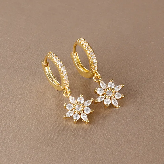 Luxury Stainless Steel Star Dangle Earrings For Women Sparkling Zircons Geometric Ear Piercing Earring Fashion Jewelry aretes 1