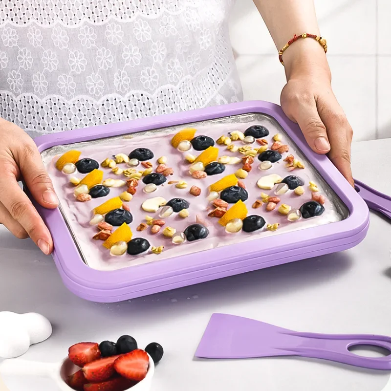 Home Ice Cream Maker DIY Non Electric Fried Machine Portable Kids High Quality Frying Pan