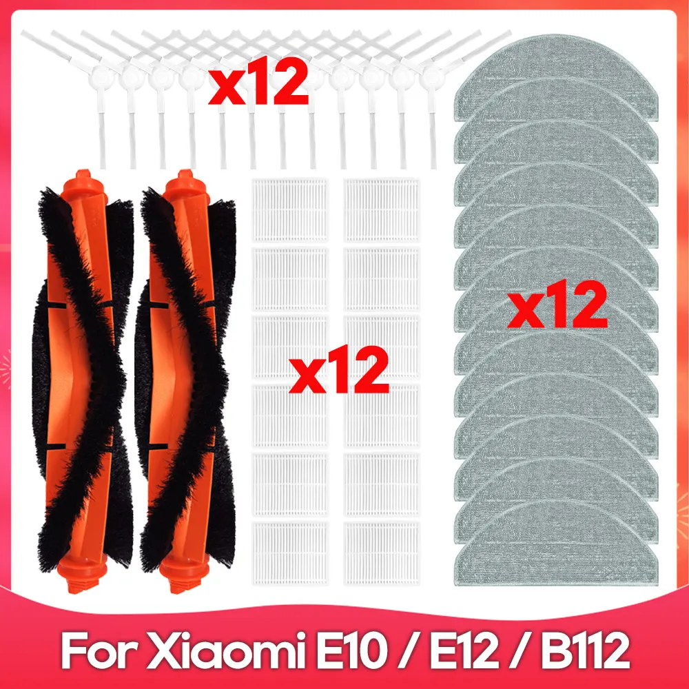 Compatible For Xiaomi Robot Vacuum E10 / E12 / B112 Roller Side Brush Filter Mop Cloths Spare Part Replacement Accessory