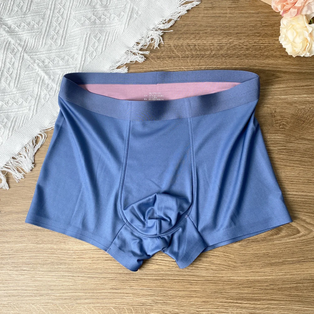 

Men Trunks Plus Size Men Soft Silky U Convex Pouch Boxer Underwear Breathable Fat Underpants Shorts Thin Men Homewear