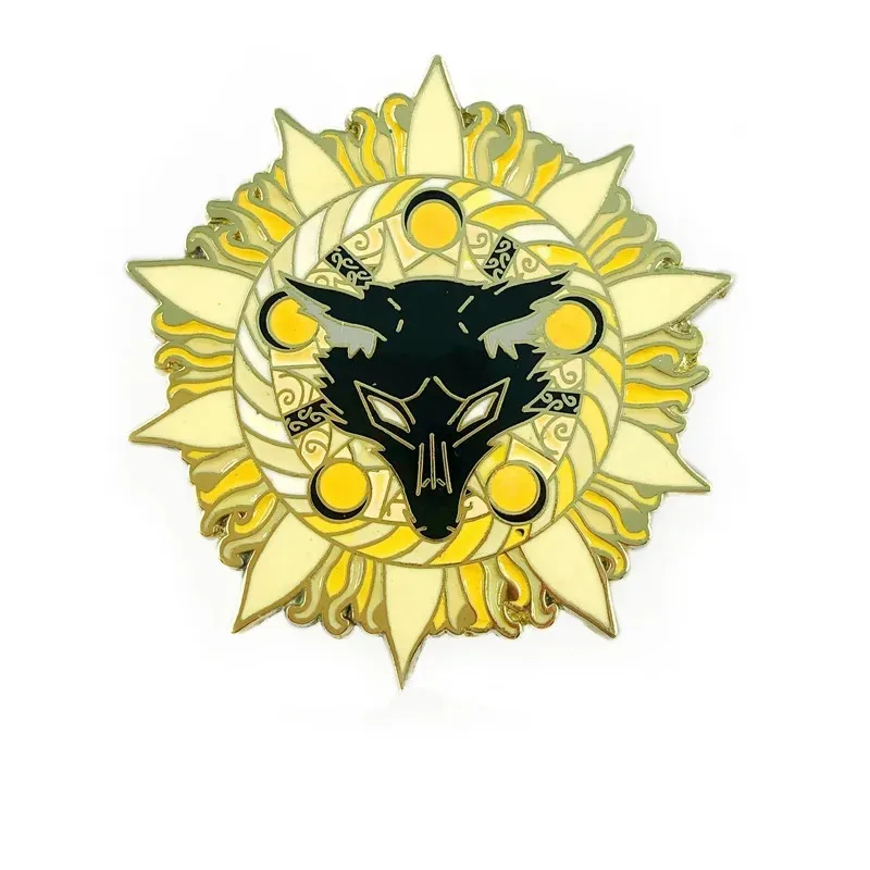 Okami amaterasu esmalte botão emblema japonês mitologia sol deusa lobo  branco broche jogo de vídeo arte jóias