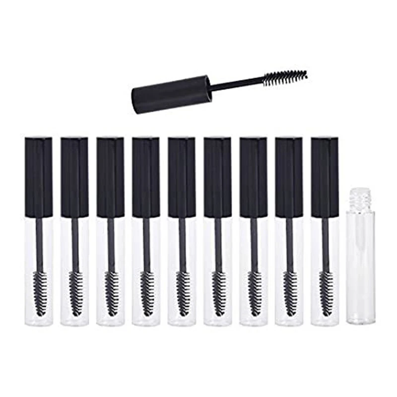 

10 PCS 10Ml Mascara Empty Tube, Black & Transparent Plastic Growth Liquid Empty Bottle