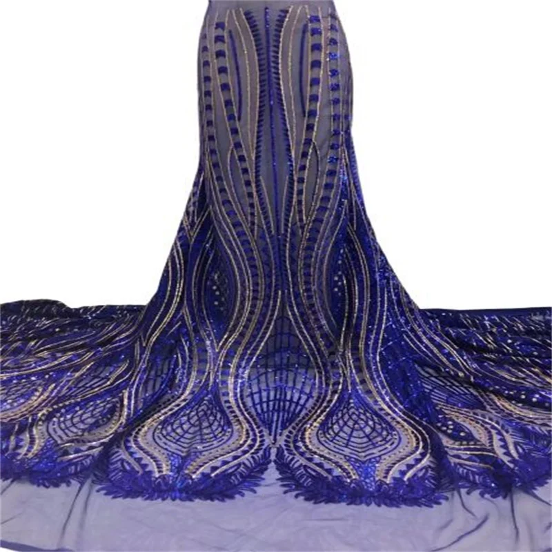 

Royal Blue French Tulle Lace Fabric 2023 High Quality Embroidered African Net Laces Nigerian Fabrics With Sequins J99-2