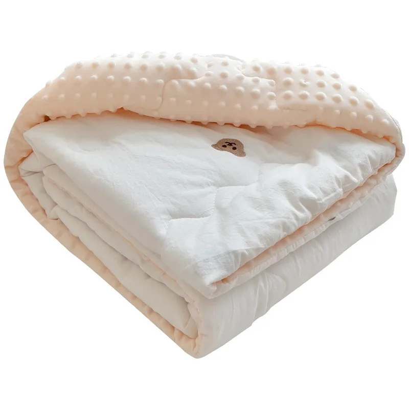 Dropshipping Baby Unisex Baby Plush Mink Blanket Winter Newborn Thermal Soft Fleece Swaddle Wrap Bedding Set Cotton Quilt