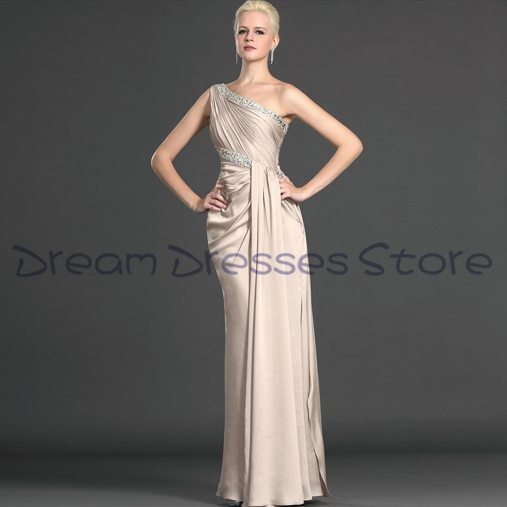 

Retro Mother Of Bride Dresses Ribbon Trim Open Back One Shoulder Floor Length Print Dress for Wedding 2024 Summer Mère Formelle