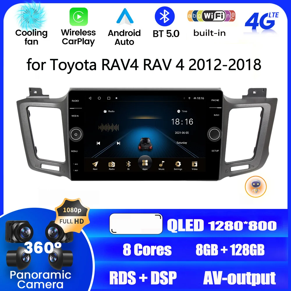 

2 din Android Auto Radio for Toyota RAV4 RAV 4 2012-2018 Carplay 4G NET WIFI Car Multimedia Audio Video Player GPS RDS Autoradio