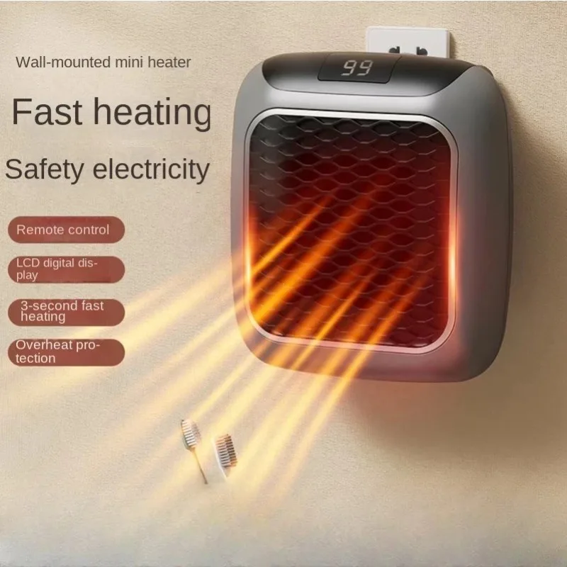 Mini Wall Mounted Heater Remote-controlled High-power Heating Device Fast Heating Fans Electric Heaters Appliance for Home Warm