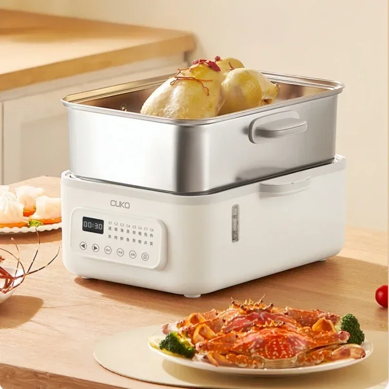 Buffet Food Warmer Stainless Steel Electric Steamer Household 16L Multi-function Steamer 1500W  Steam Cooker 4