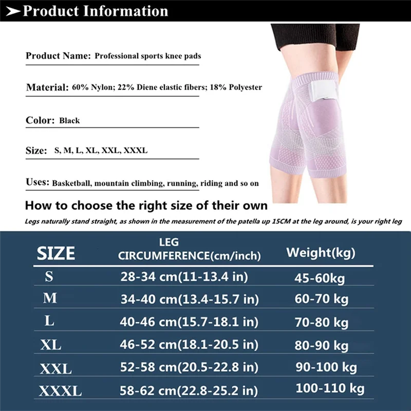Sports Unisex Knee Pads Meniscus Protectors Knee Compression Sleeve Knee Wrap Sports Fitness Parts 2 PCS XXXL
