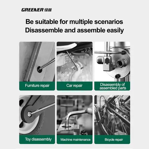 GREENERY Greener Extended Rainbow Wrench Allen Wrench Set Hex Wrench Multifunctional Short Arm Tool Universal Wrench Tool - Image 6