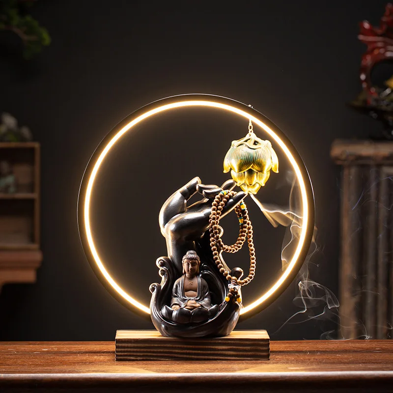 Diffusore Riflusso Bruciatore Di Incenso Lotus Agarwood Zen Wax Melt Burner Cascata Fumatori Porta Incienso Cute Room Decor Wwh15Xp