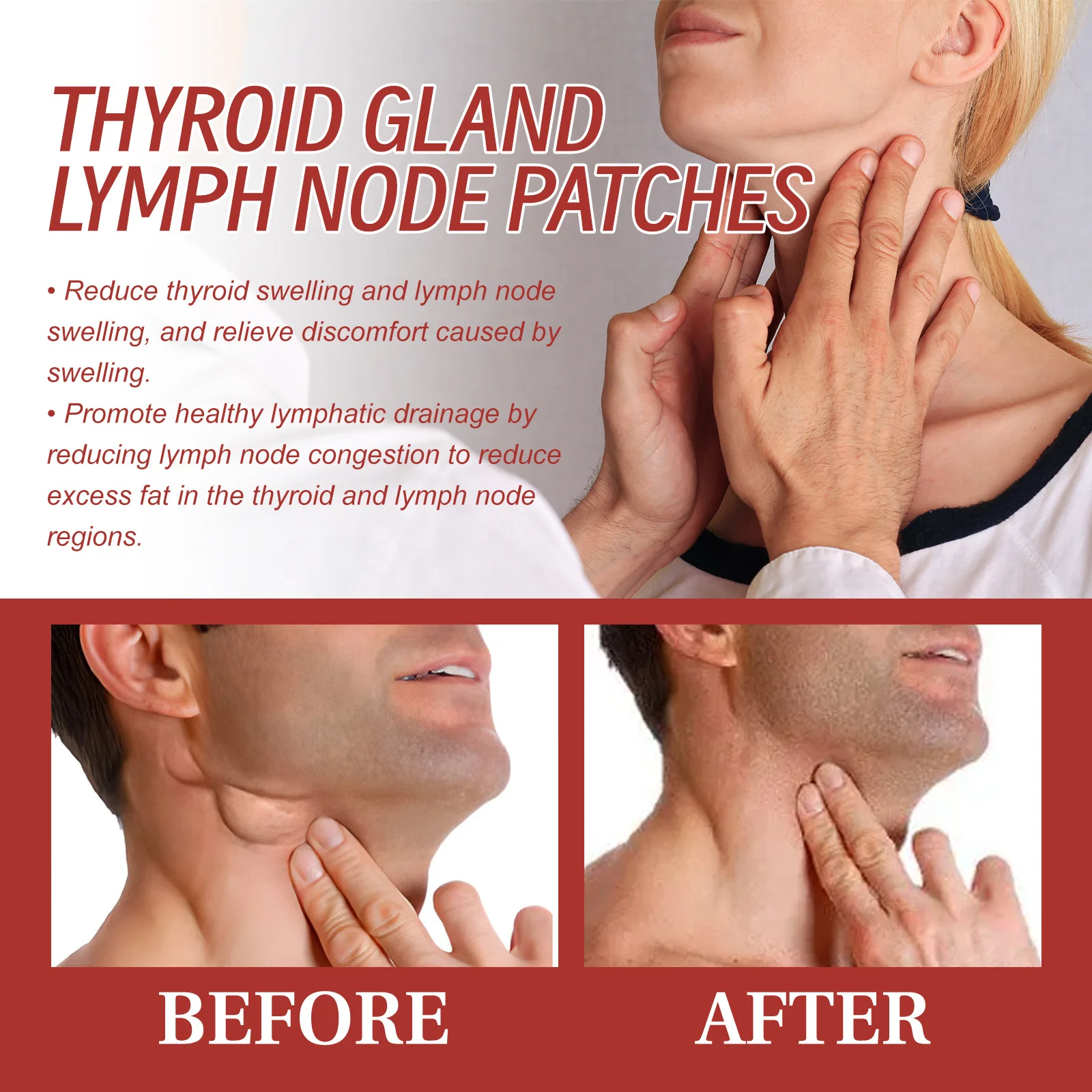 Lymphatic Detox Patch Drainage Thyroid Gland Stickers Effective Painless Treatment Heating Neck Anti Swelling Lymph Node Patches_voghion.com