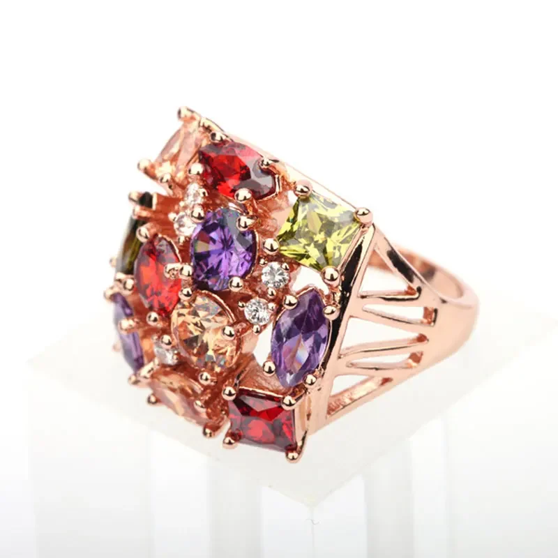 

Rainbow color Wedding zirconia ring copper inlay diamond high sense 2022 popular gothic women vintage Jewelry