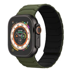 Magnetic Silicone Bracelet Watch Band Strap - 42 44 45 49 S10 - 46mm (Army green black)