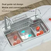 Stainless Steel Kitchen Sink With Rack Shelf Large Single Slot Washing Basin Household Multifunctional Pool For Kitchen 4
