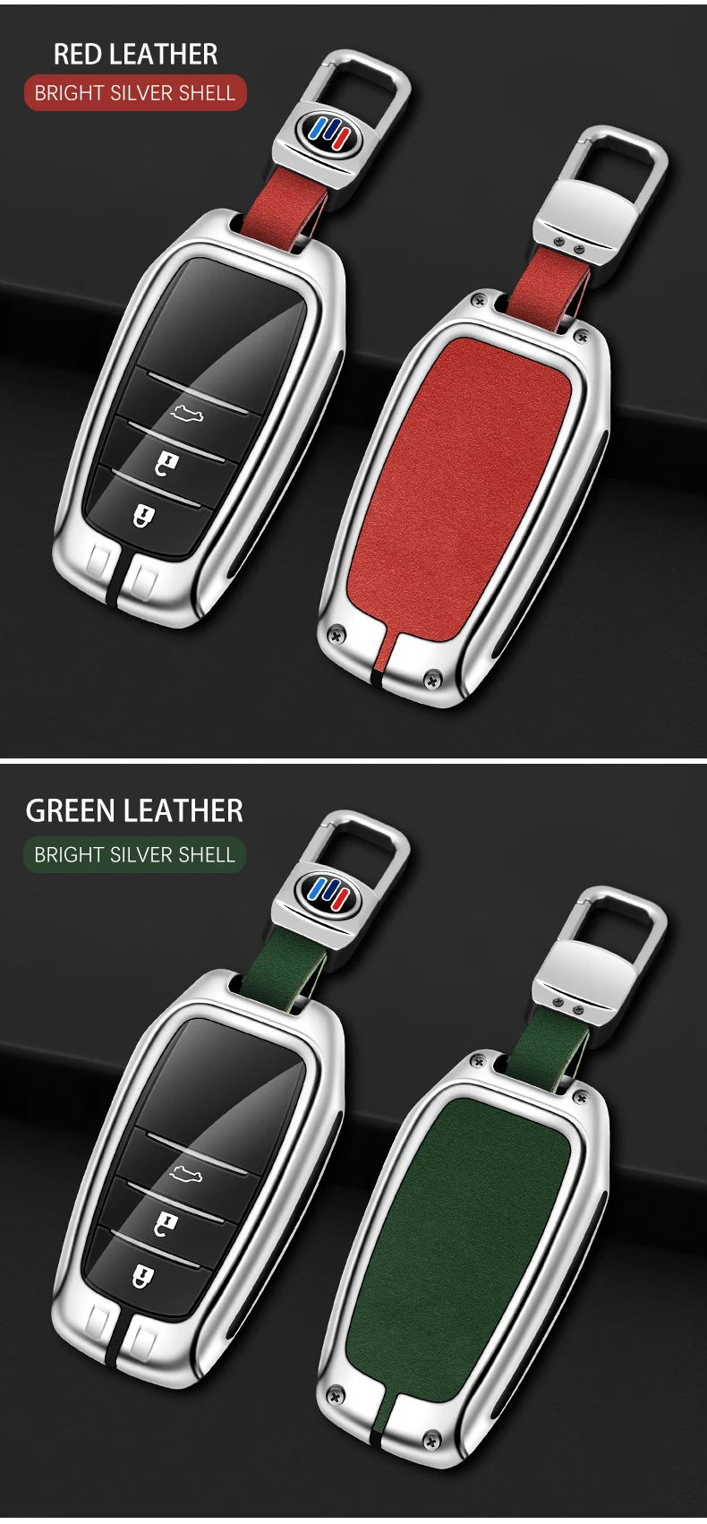 Custodia per chiave auto in pelle metallica Shell per Toyota Hilux Fortuner Land Cruiser 200 Camry Sienna RAV4 Previa Highlander Protector - S56b3725038764ba0a3bdd6c33898a3c6N