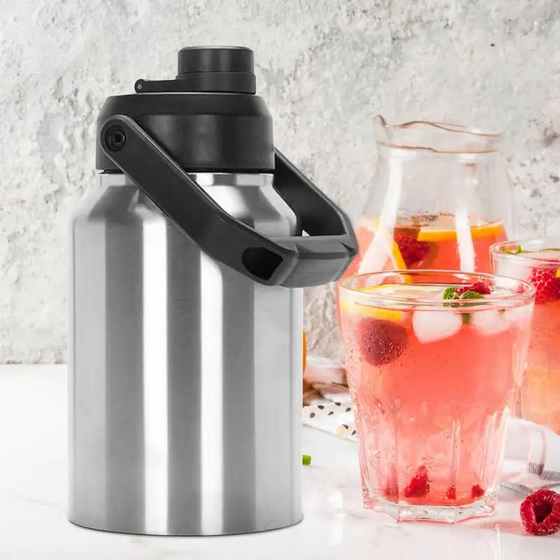 Gallon Jug Wide Mouth Stainless Steel Vacuum Water Bottle Cold Jug With Wide Mouth Double-decker Insulation Vacuum Ice Bottle