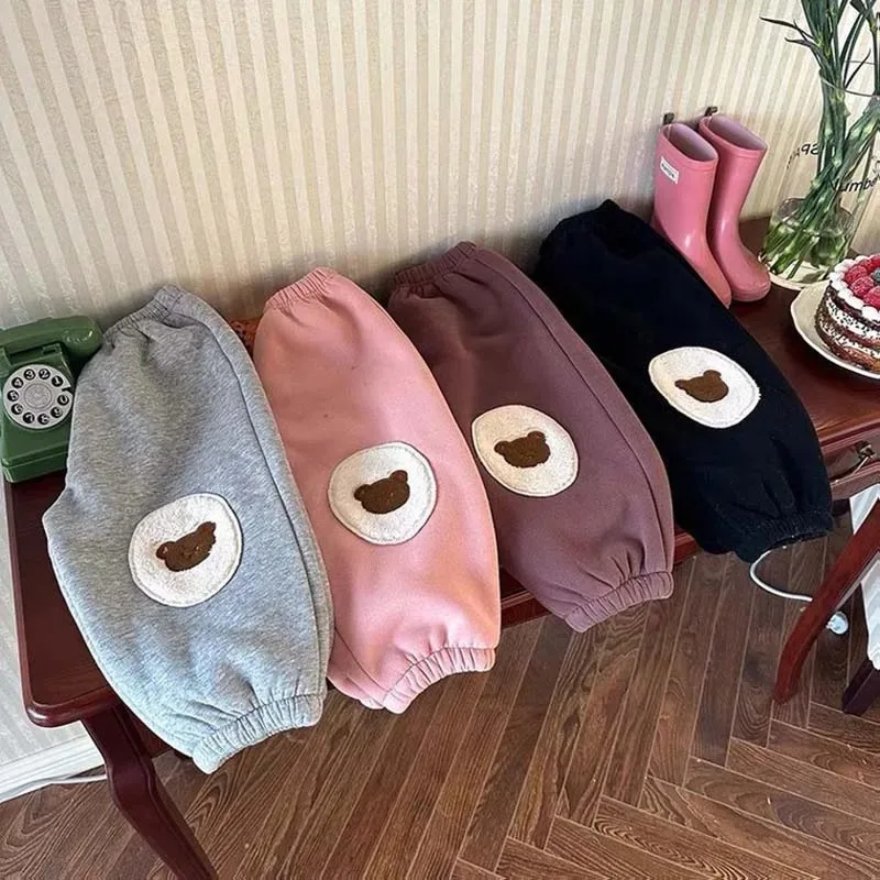 Baby Trousers Cotton Pants Winter Plush Bear Thicken For Toddler Boys Girls