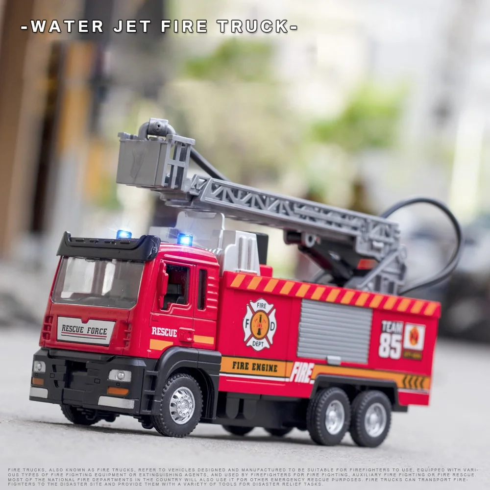 Alloy Fire Truck Toy with Sound and Light for Kids